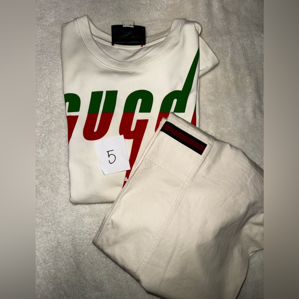 Gucci Blade T shirt & Cream Elastic Waist Pants SET ONLY